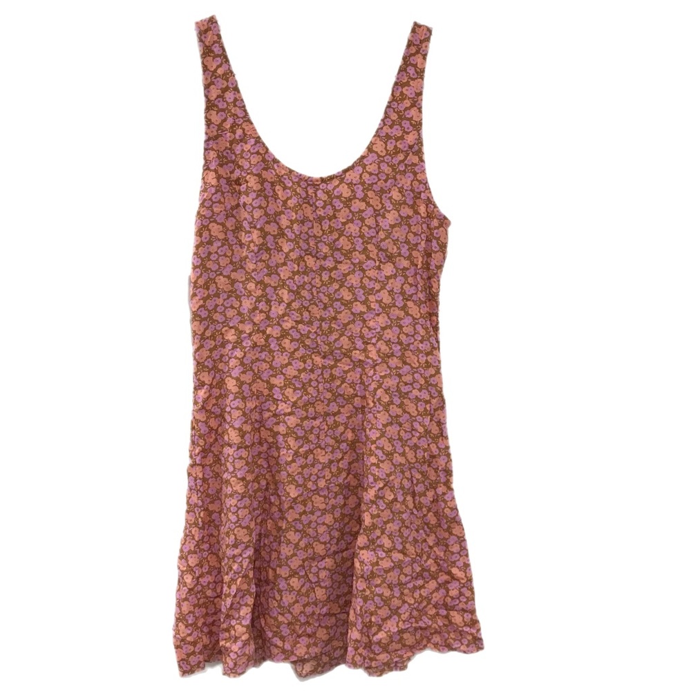BP Tan/Pink Allison Button Front Woven Tank Dress - Picture 7 of 9